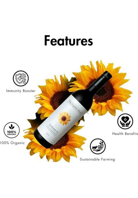 The Organic Wharf Unrefined Truly Healthy And Natural Food Oil, Chemical Free Sunflower Oil Glass Bottle (750 Ml)