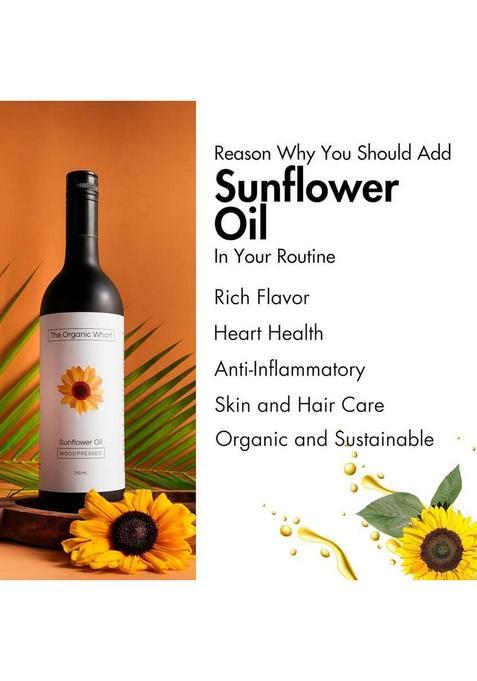The Organic Wharf Natural Unrefined, And Pure | Truly Culinary Oil, Chemical-Free Sunflower Oil Glass Bottle (2 X 375 Ml)