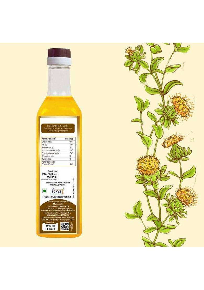 Lotus Shine Safflower (Kardi) Oil Coldpressed Pet Bottle (500 Ml) - Indya