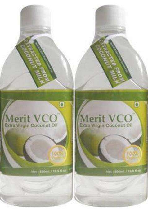 Merit Vco 100% Extra Virgin Coconut Oil Plastic Bottle (2 X 500 Ml)