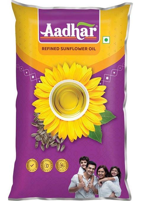 Aadhar Refined Sunflower Oil Pouch (800 G)