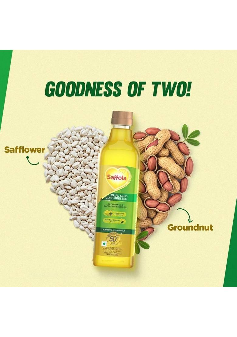 Saffola Cold Pressed Multi-Source Groundnut Oil & Safflower Seed Blended Pet Bottle (1 L)
