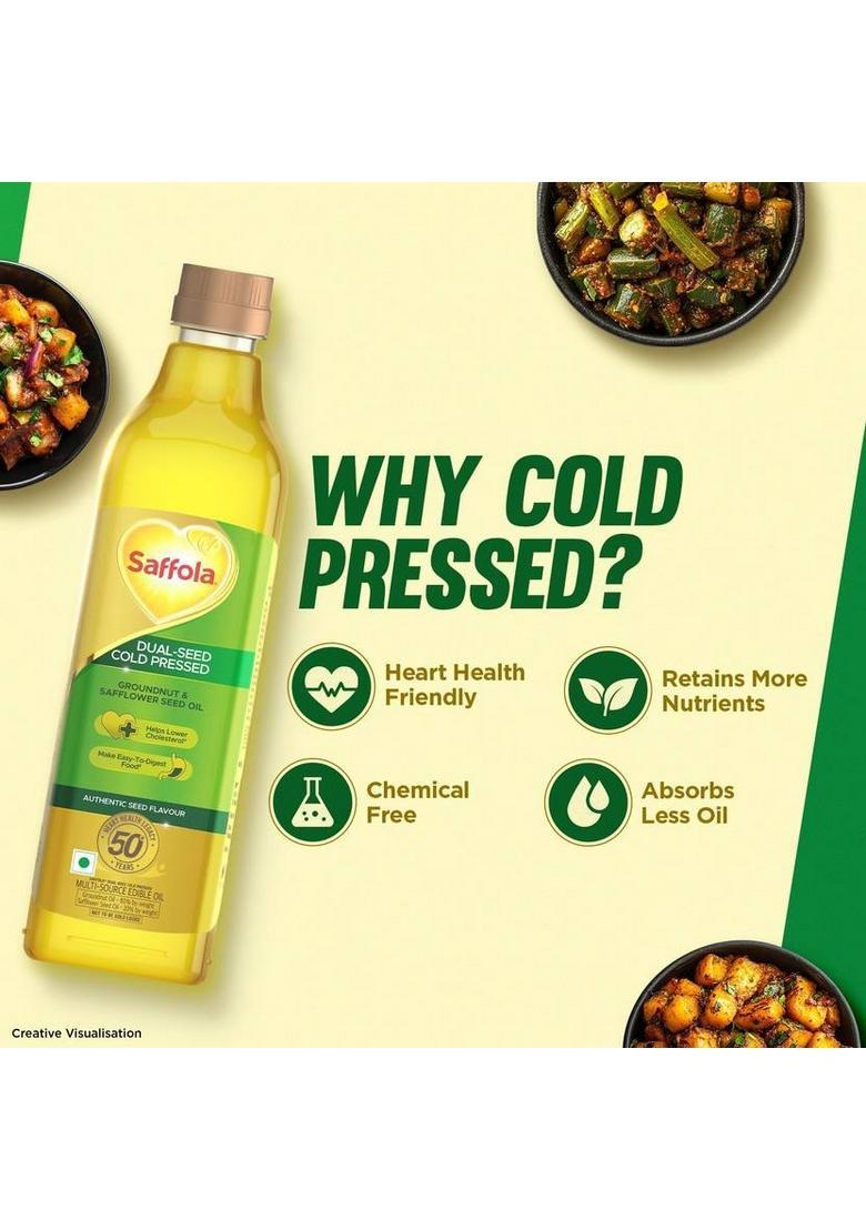 Saffola Cold Pressed Multi-Source Groundnut Oil & Safflower Seed Blended Pet Bottle (1 L)