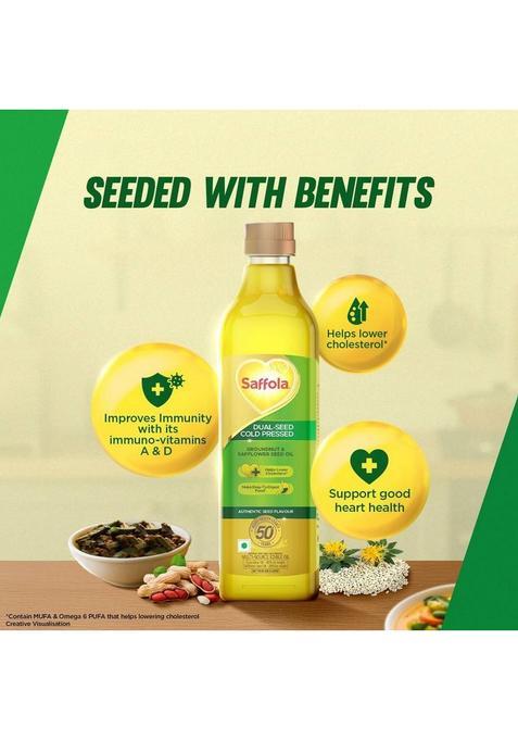 Saffola Cold Pressed Multi-Source Groundnut Oil & Safflower Seed Blended Pet Bottle (1 L)