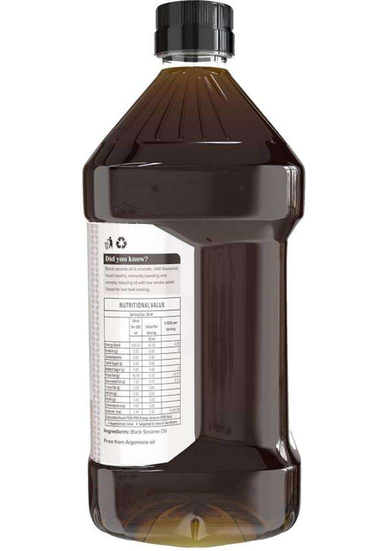 Farm Naturelle Naturelle-Organic Virgin Cold Pressed Black Sesame Seed/Til/Gingelly Cooking Oil (915 Ml) Plastic Bottle - Indya