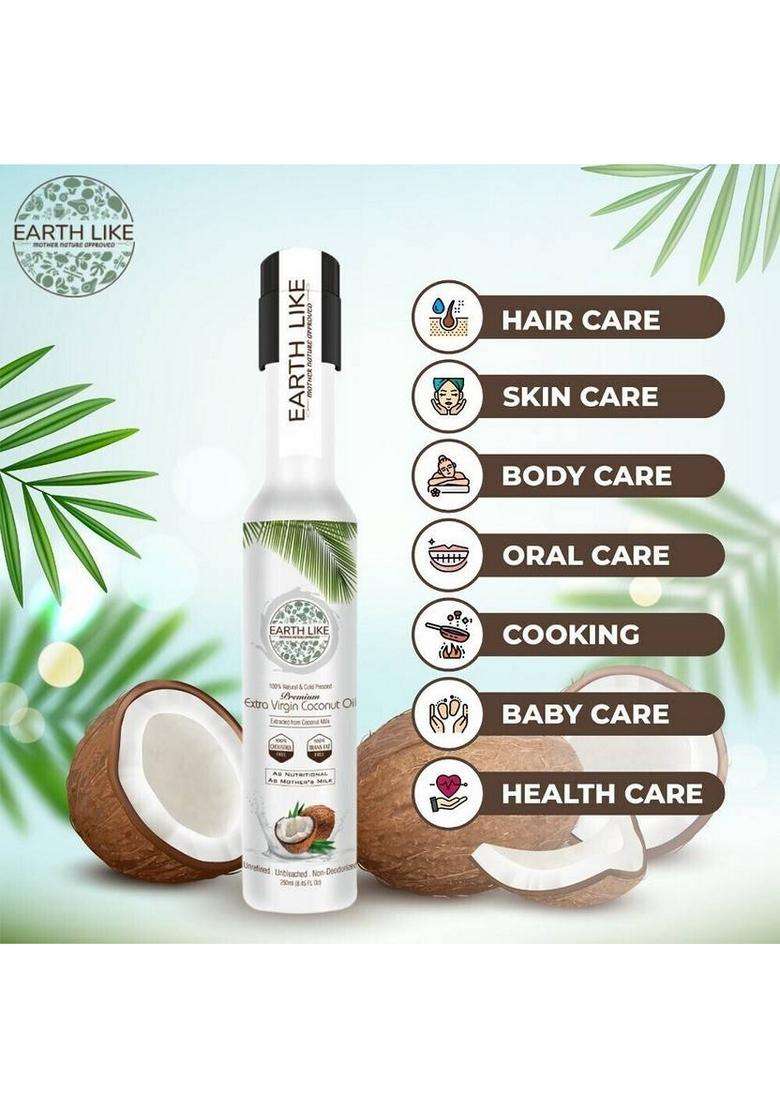 Earth Like Wood Pressed Coconut Oil 1 Liter|Cold From Ghani/Chekku Pet Bottle (1 L) - Indya
