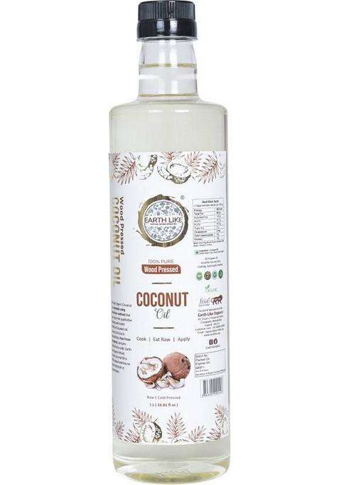 Earth Like Wood Pressed Coconut Oil 1 Liter|Cold From Ghani/Chekku Pet Bottle (1 L)