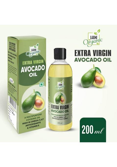 Laxmi Organic Avovado Oil For Skin Face Care N Hair Growth Pure Natural Fruit Tel Cooking Avocado Pet Bottle (200 Ml)