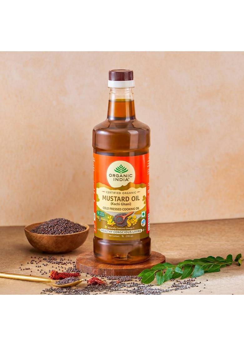 Organic India Kacchi Ghani Mustard Oil Plastic Bottle (1 L)