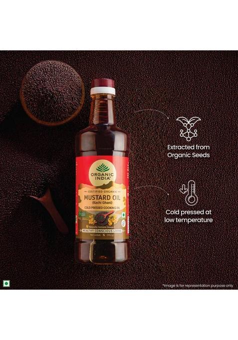 Organic India Kacchi Ghani Mustard Oil Plastic Bottle (1 L)