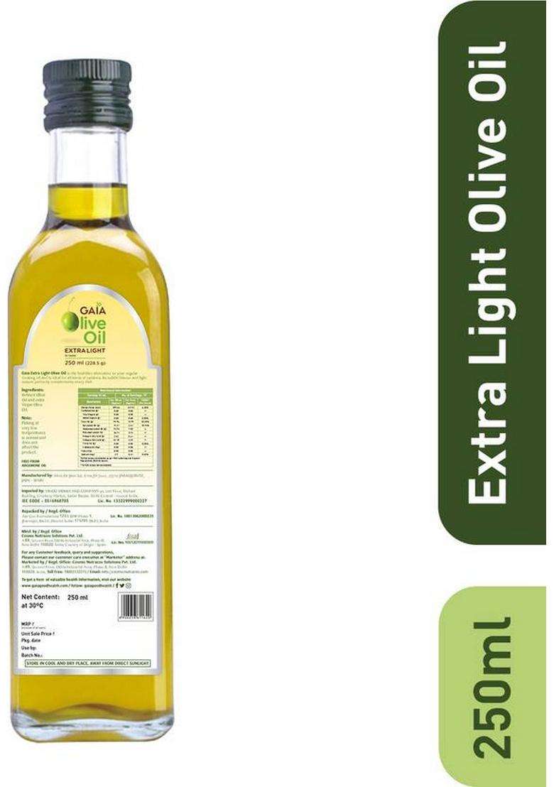 Gaia Olive Oil Extra Light For Healthy Lifestyle Plastic Bottle (250 Ml) - Indya