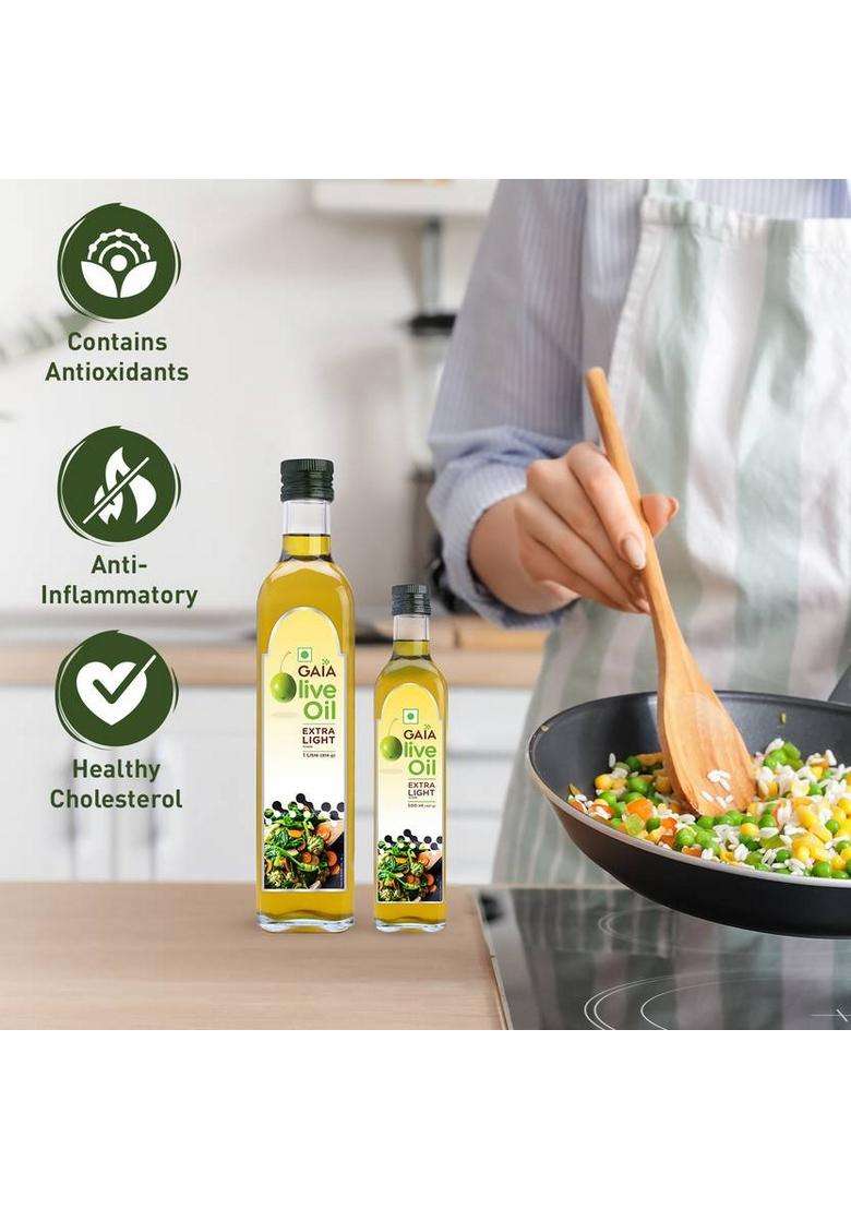 Gaia Olive Oil Extra Light For Healthy Lifestyle Plastic Bottle (250 Ml) - Indya