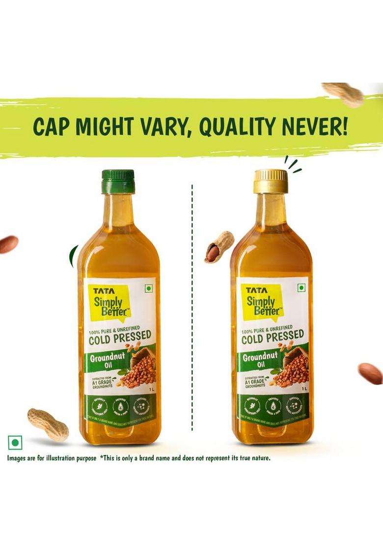 Tata Simply Better Cold Pressed, Pure And Unrefined Groundnut Oil Pet Bottle (1 L) - Indya