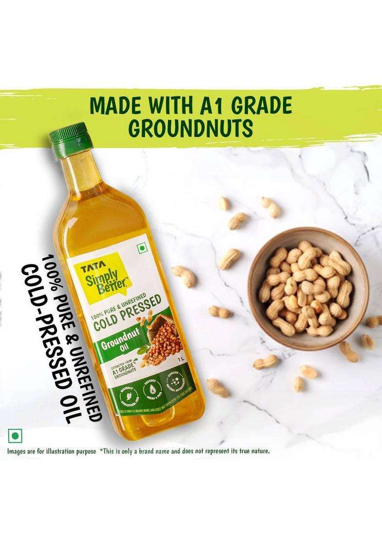 Tata Simply Better Cold Pressed, Pure And Unrefined Groundnut Oil Pet Bottle (1 L) - Indya