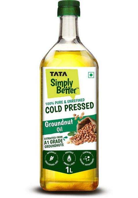 Tata Simply Better Cold Pressed, Pure And Unrefined Groundnut Oil Pet Bottle (1 L)