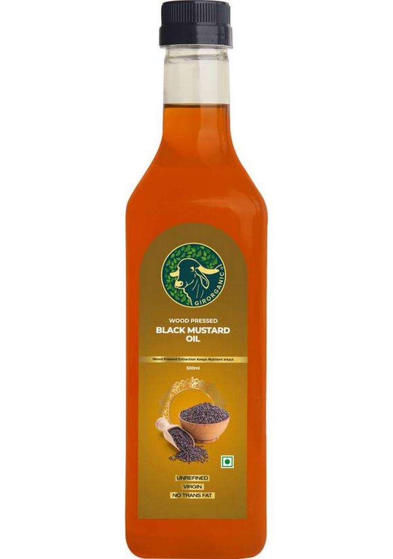 Girorganic Wood Pressed | Unrefined Cold Virgin Kacchi Ghani Natural Black Mustard Oil Pet Bottle (500 Ml) - Indya