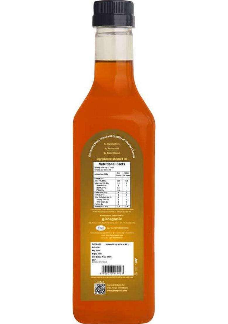 Girorganic Wood Pressed | Unrefined Cold Virgin Kacchi Ghani Natural Black Mustard Oil Pet Bottle (500 Ml) - Indya
