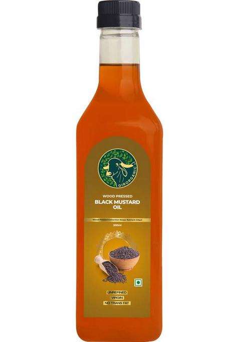 Girorganic Wood Pressed | Unrefined Cold Virgin Kacchi Ghani Natural Black Mustard Oil Pet Bottle (500 Ml)
