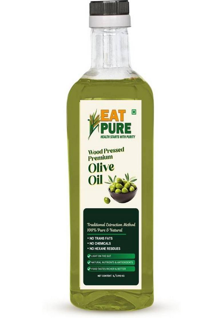 Eat Pure Premium Wood-Pressed Olive Oil | Chemical-Free, Nutrient-Rich |Heart-Healthy Pet Bottle (1 L)