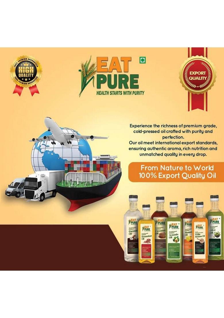 Eat Pure Premium Wood-Pressed Olive Oil | Chemical-Free, Nutrient-Rich |Heart-Healthy Pet Bottle (1 L)