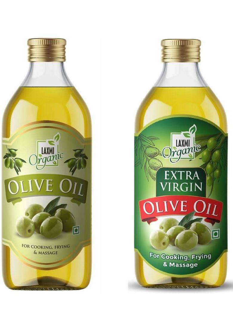 Laxmi Organic Extra Vergin Olive Oil 500 Ml Cold Press Jaitun Tail 1L Liter Pet Bottle (1000 Ml) - Indya