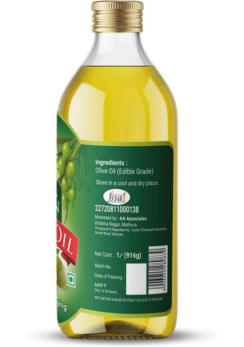 Laxmi Organic Extra Vergin Olive Oil 500 Ml Cold Press Jaitun Tail 1L Liter Pet Bottle (1000 Ml) - Indya