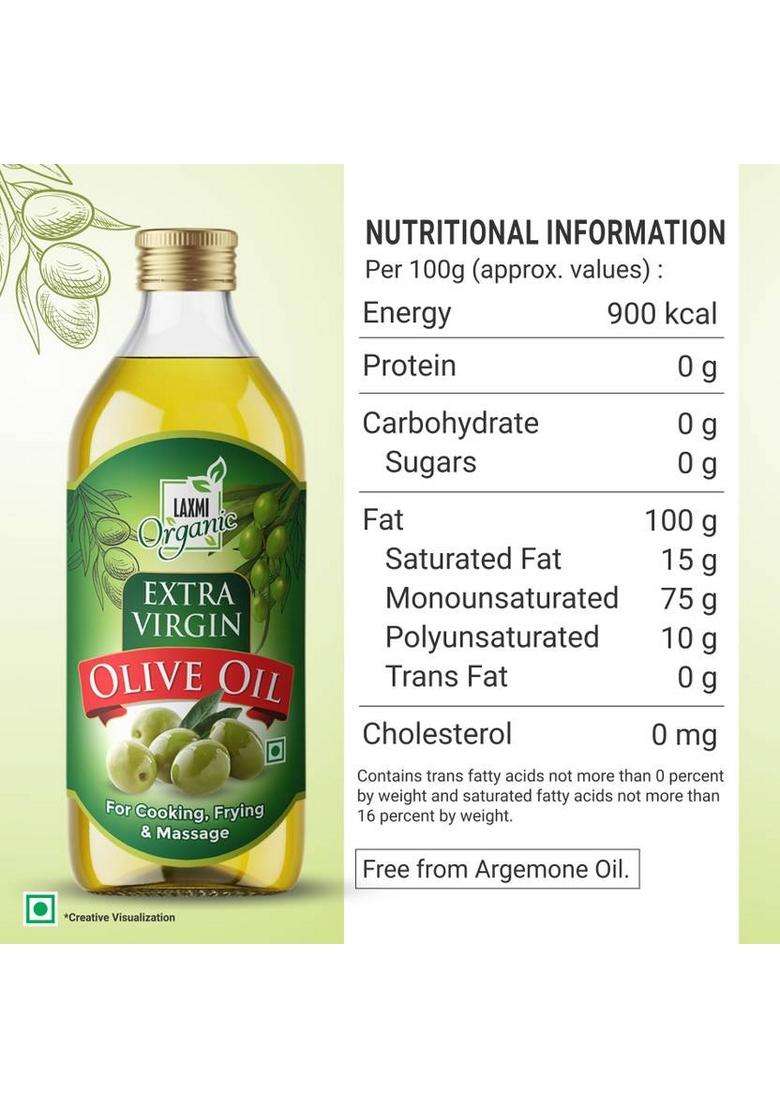 Laxmi Organic Extra Vergin Olive Oil 500 Ml Cold Press Jaitun Tail 1L Liter Pet Bottle (1000 Ml) - Indya