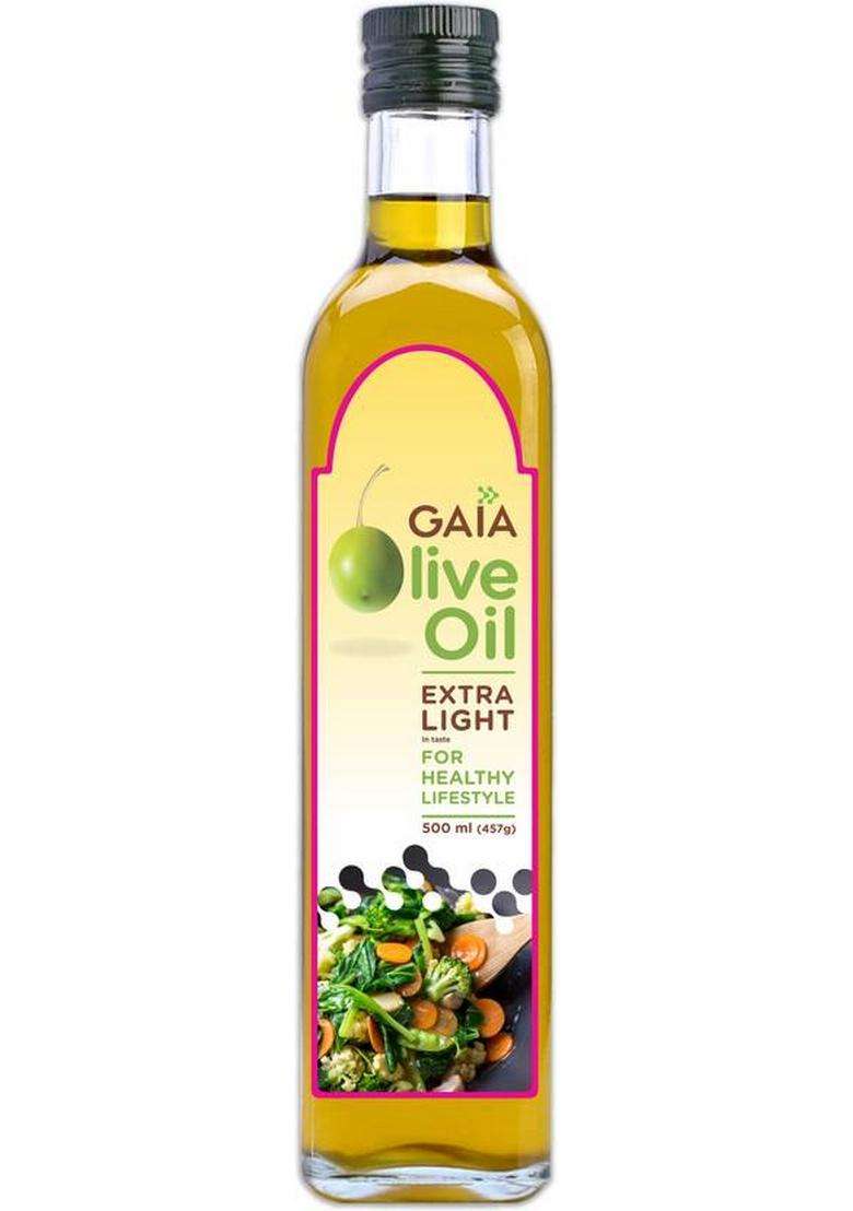 Gaia Olive Oil Extra Light 500 Ml For Healthy Lifestyle Plastic Bottle (500 Ml) - Indya