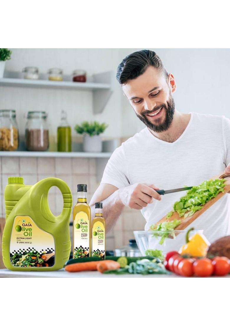 Gaia Olive Oil Extra Light 500 Ml For Healthy Lifestyle Plastic Bottle (500 Ml) - Indya