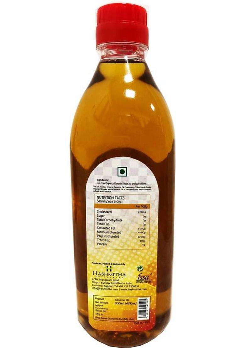 Kinsfolk Organic Gingelly/Sesame Cold Pressed (( Virgin, Chekku/Ghani )) Sesame Oil Plastic Bottle (500 Ml) - Indya