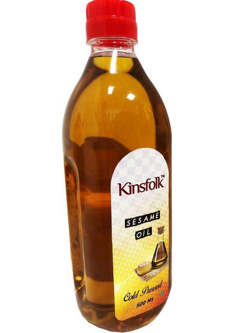 Kinsfolk Organic Gingelly/Sesame Cold Pressed (( Virgin, Chekku/Ghani )) Sesame Oil Plastic Bottle (500 Ml) - Indya