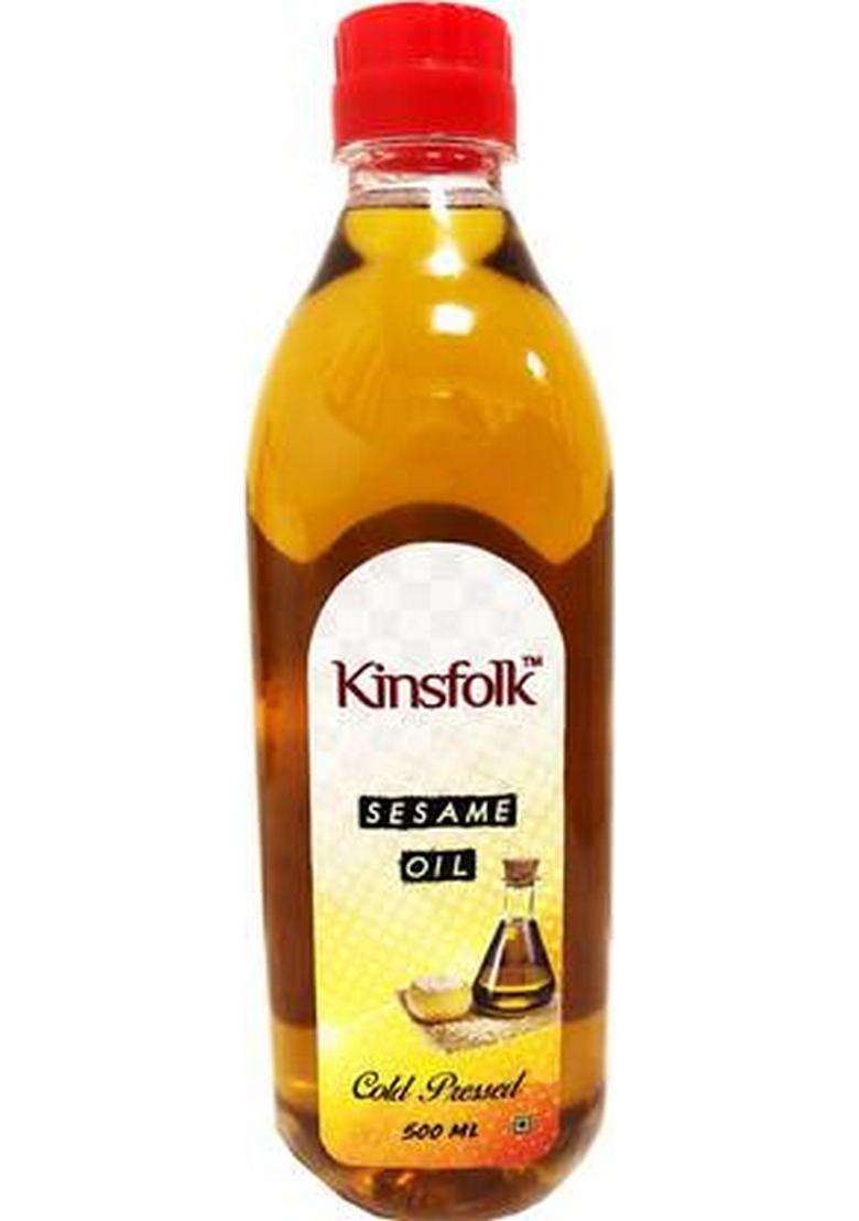 Kinsfolk Organic Gingelly/Sesame Cold Pressed (( Virgin, Chekku/Ghani )) Sesame Oil Plastic Bottle (500 Ml) - Indya