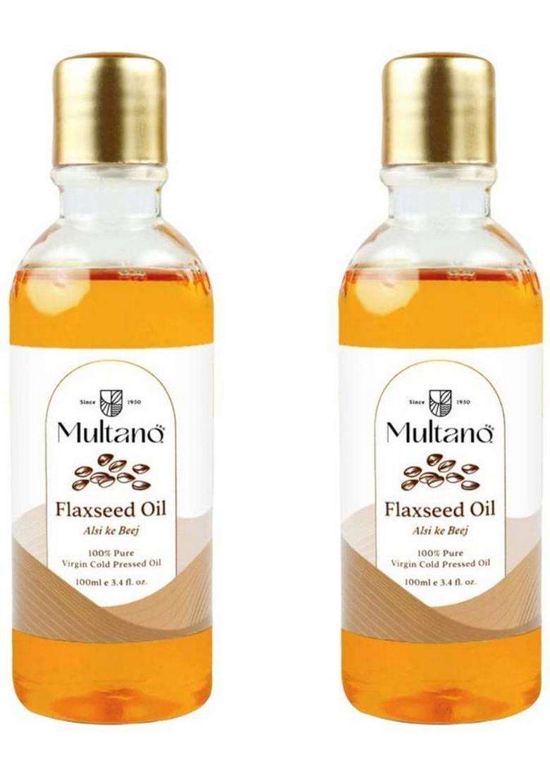Multano Pro Cold Pressed Flaxseed Oil Pure Undiluted Edible (100Ml Pack Of 2) Pet Bottle (2 X 100 Ml) - Indya