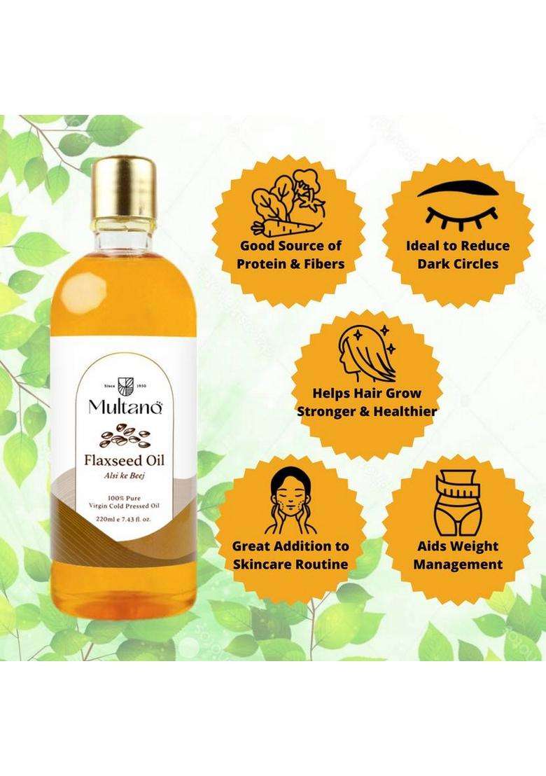 Multano Pro Cold Pressed Flaxseed Oil Pure Undiluted Edible (100Ml Pack Of 2) Pet Bottle (2 X 100 Ml) - Indya