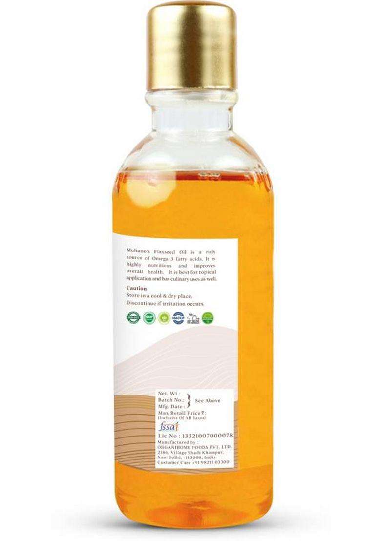 Multano Pro Cold Pressed Flaxseed Oil Pure Undiluted Edible (100Ml Pack Of 2) Pet Bottle (2 X 100 Ml) - Indya