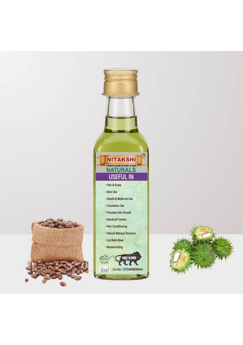 Nitakshi Wood Pressed Castor Oil 100Ml | For Thicker Hair, Eyebrows & Eyelashes Glass Bottle (100 Ml)