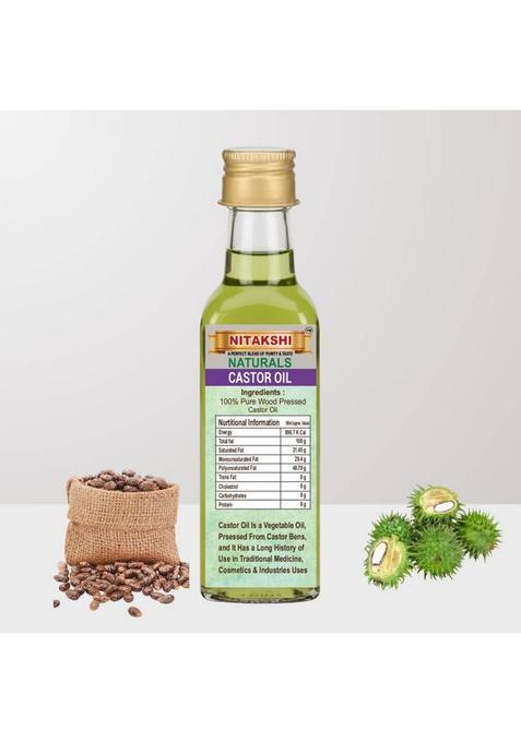 Nitakshi Wood Pressed Castor Oil 100Ml | For Thicker Hair, Eyebrows & Eyelashes Glass Bottle (100 Ml)