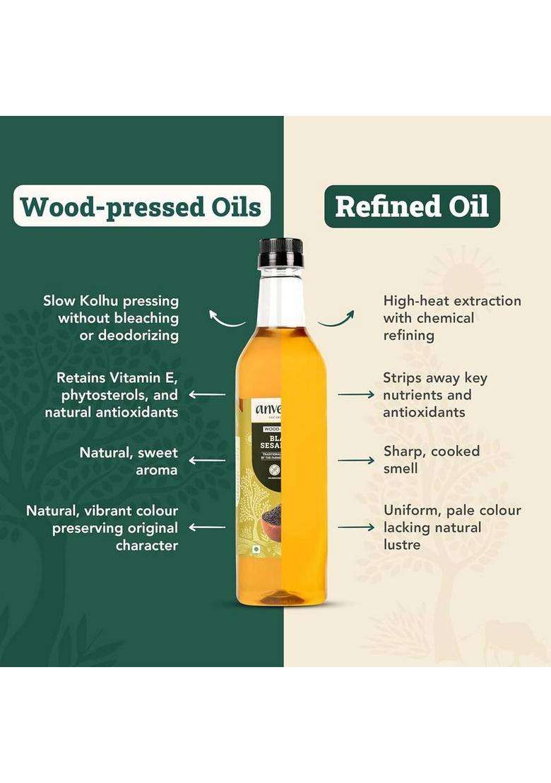 Anveshan Wood Cold Pressed Kacchi Ghani Gingelly Oil Sesame Pet Bottle (1000 Ml) - Indya