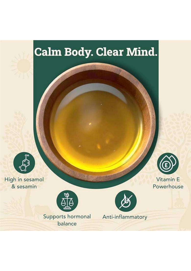 Anveshan Wood Cold Pressed Kacchi Ghani Gingelly Oil Sesame Pet Bottle (1000 Ml) - Indya