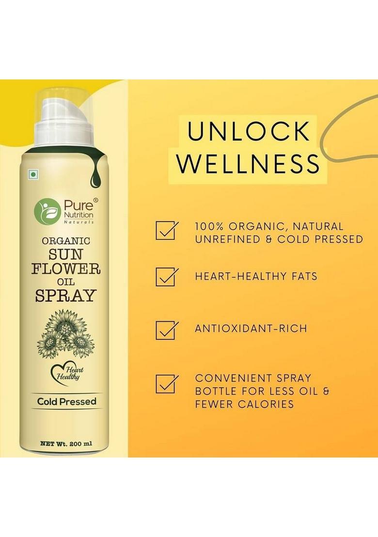 Pure Nutrition Sunflower Oil Cooking Spray| 100% & Edible Pet Bottle (200 Ml)