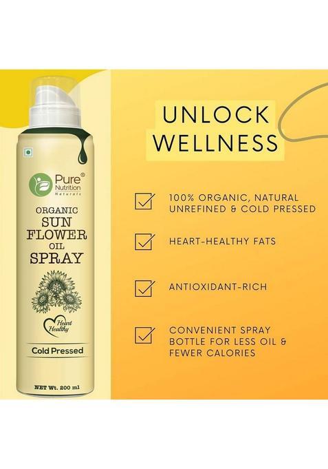 Pure Nutrition Sunflower Oil Cooking Spray| 100% & Edible Pet Bottle (200 Ml)