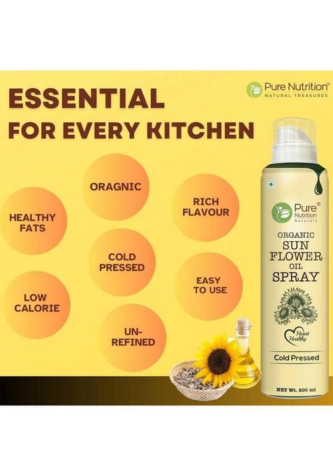 Pure Nutrition Sunflower Oil Cooking Spray| 100% & Edible Pet Bottle (200 Ml)