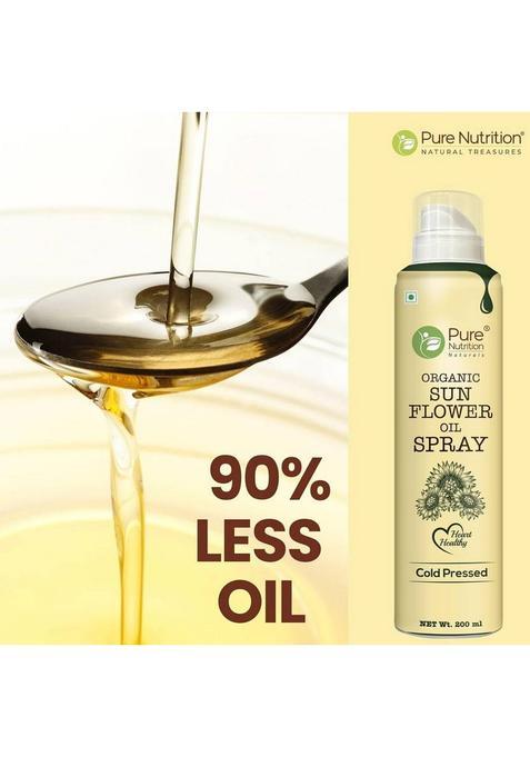 Pure Nutrition Sunflower Oil Cooking Spray| 100% & Edible Pet Bottle (200 Ml)