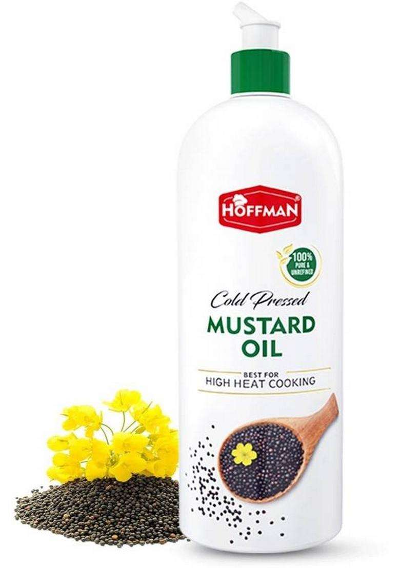 Hoffman Cold Pressed | A1 Grade 100 % Pure Kachi Ghani Mustard Oil Squeeze Bottle (1 L) - Indya