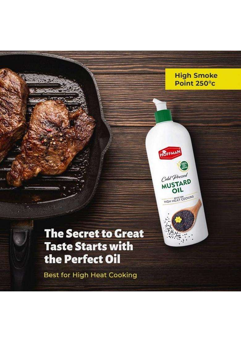 Hoffman Cold Pressed | A1 Grade 100 % Pure Kachi Ghani Mustard Oil Squeeze Bottle (1 L) - Indya