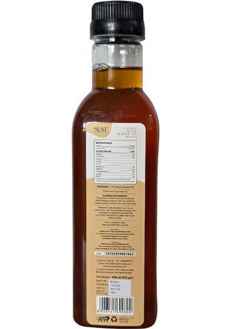Neat Everyday Pure Cold Pressed Black Sesame Oil | For Cooking, Pulling, Hair & Skin Plastic Bottle (500 Ml)