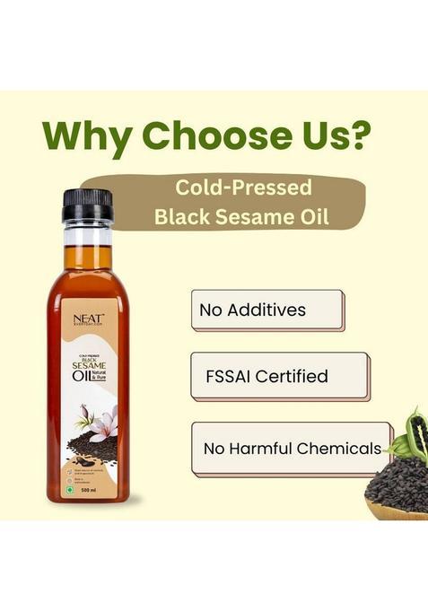 Neat Everyday Pure Cold Pressed Black Sesame Oil | For Cooking, Pulling, Hair & Skin Plastic Bottle (500 Ml)