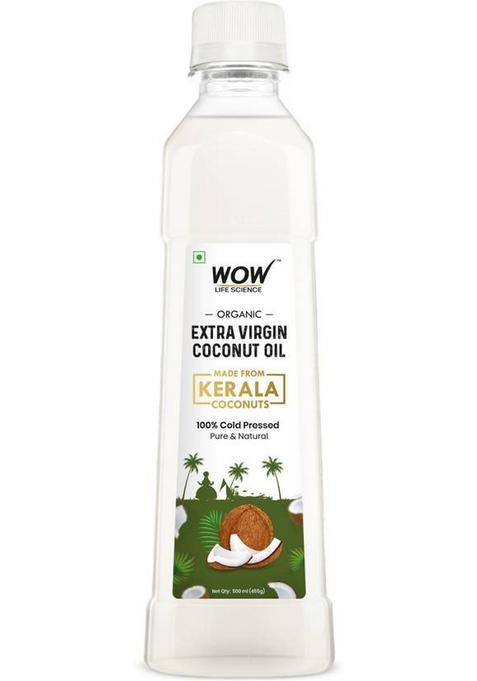 Wow Life Science Extra Virgin |Cold Pressed| Coconut Oil Plastic Bottle (500 Ml)