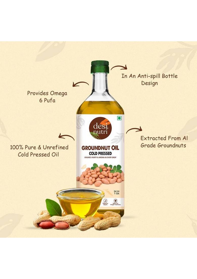 Desi Nutri Cold Pressed Groundnut Oil Plastic Bottle (1 L)