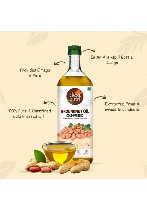 Desi Nutri Cold Pressed Groundnut Oil Plastic Bottle (1 L)